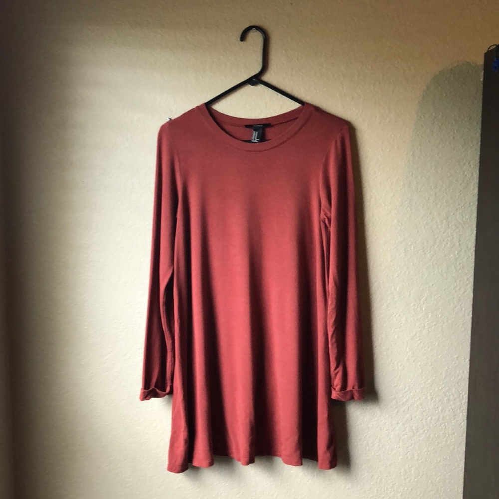 Forever 21 Rusty Red Long Sleeve T-shirt Dress SzM